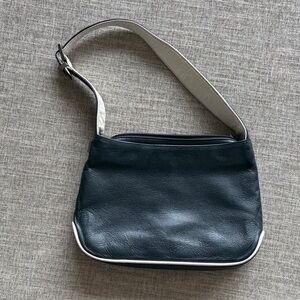 Perlina Black Leather Bag with Silver Detail